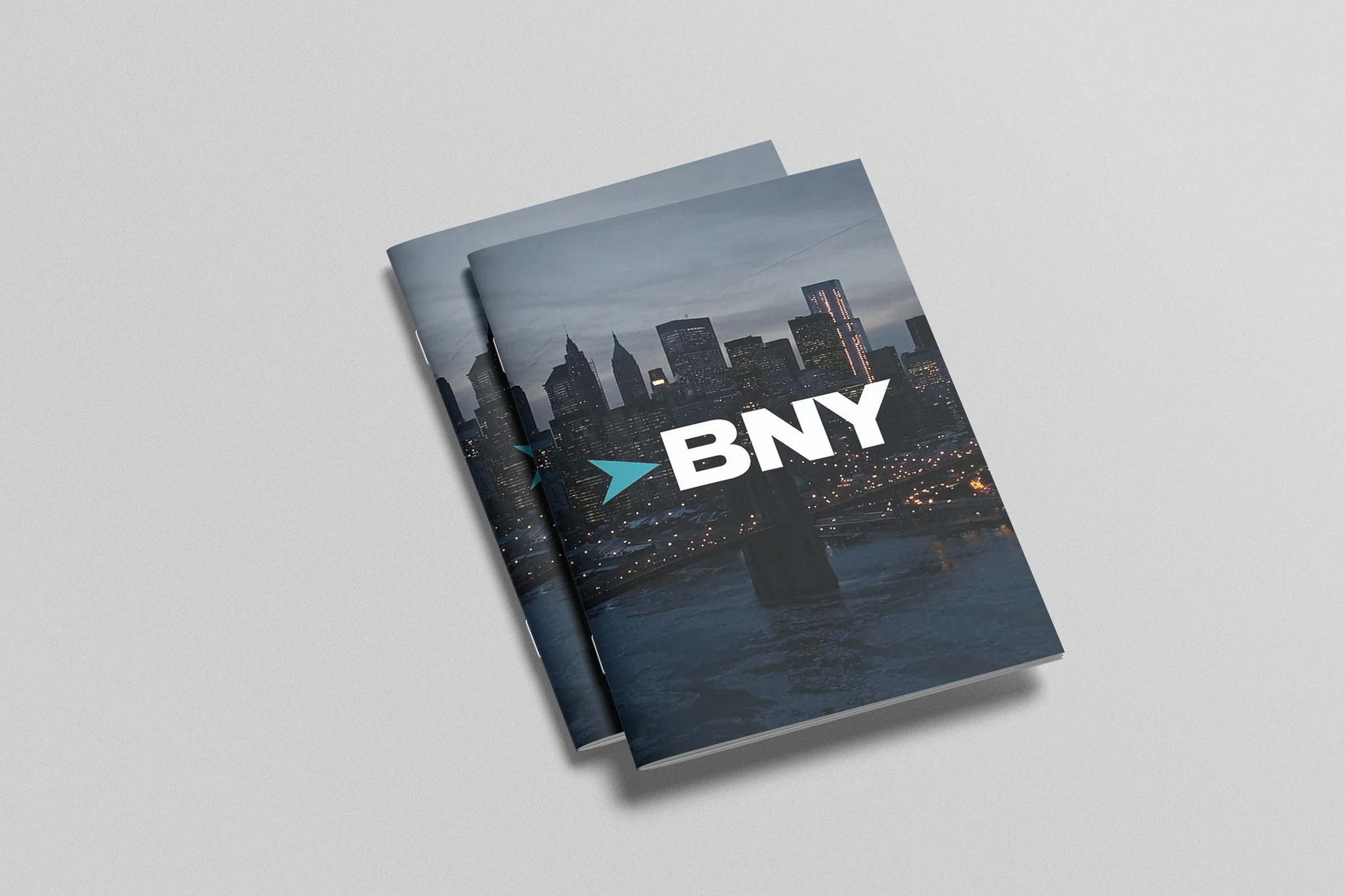 BNY brand magazine mockup with the new logo
