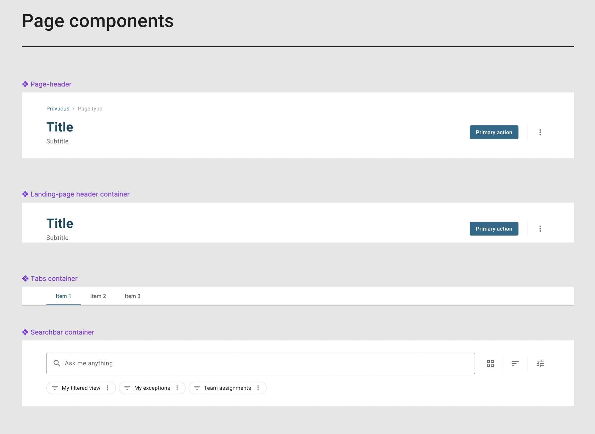 Design system: page components