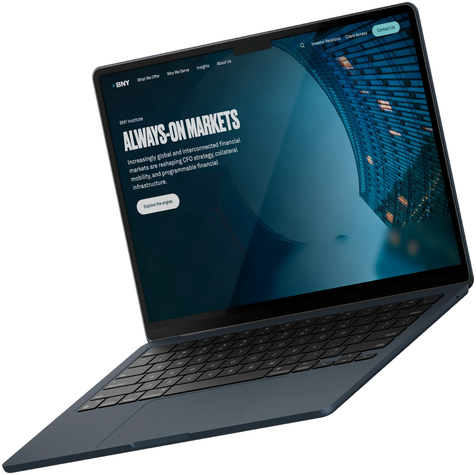 BNY Studio analytics platform shown on a laptop